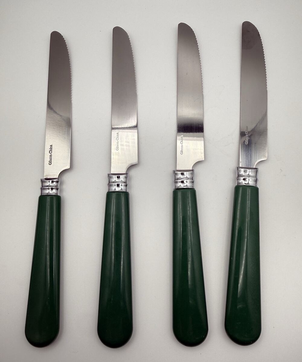 Gibson Sensations Forest Green Plastic Handle Dinner Knives Set of 4 Replacement